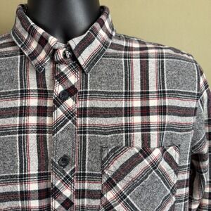 Vans Men's Small Classic Gray Plaid Flannel Button Up Shirt